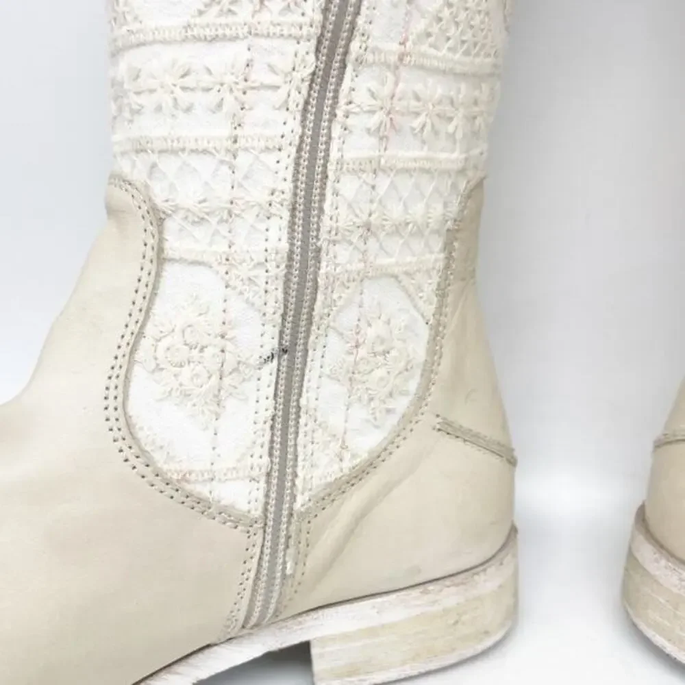 Free People Women's Bren‎ OTK Crochet Western Cowgirl Boots Size US 6 Size 36